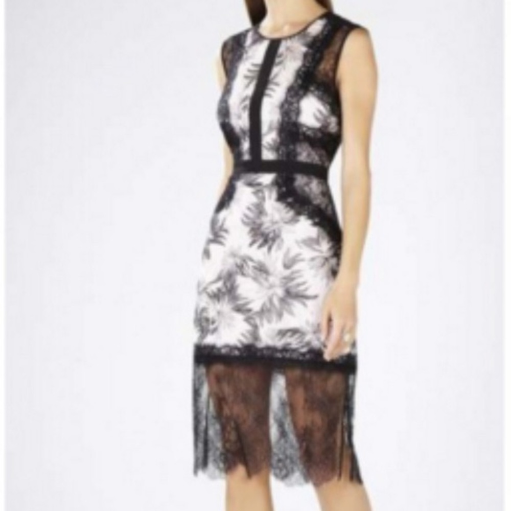 BCBGMAXAZRIA Black and Pink Lace Dress